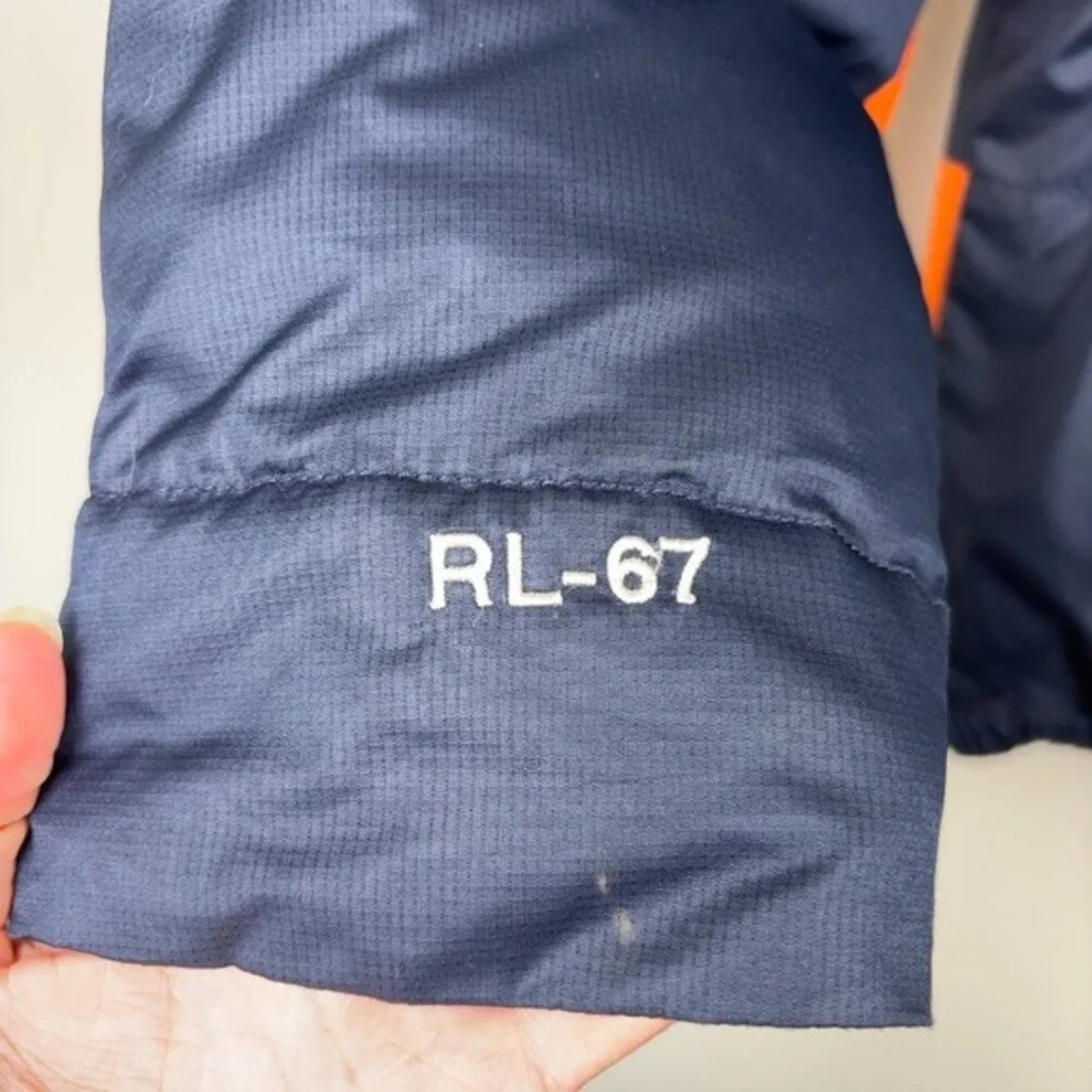 Rare VTG Ralph Lauren Polo Jeans‎ Co. RL-67 Down Puffer Jacket Large Navy Orange
